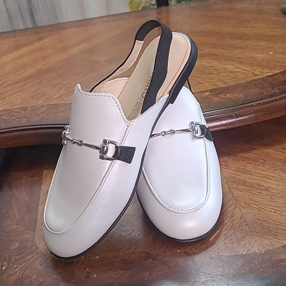 New! Naturino Mestre Girls 33 size 2 dressy sling back black white leather shoes